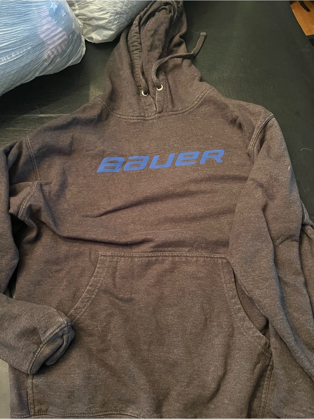 Bauer Brown Hoodie with Blue Logo
